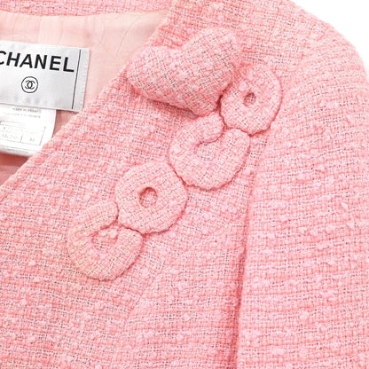 Chanel 2004 Zip Up Collarless Jacket Pink #40