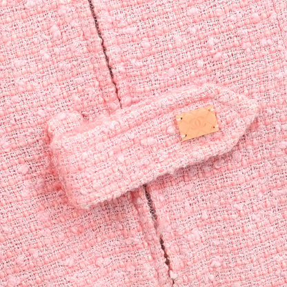 Chanel 2004 Zip Up Collarless Jacket Pink #40