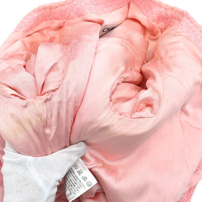 Chanel 2004 Zip Up Collarless Jacket Pink #40