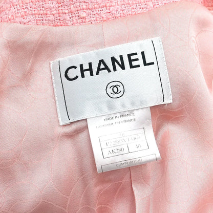 Chanel 2004 Zip Up Collarless Jacket Pink #40