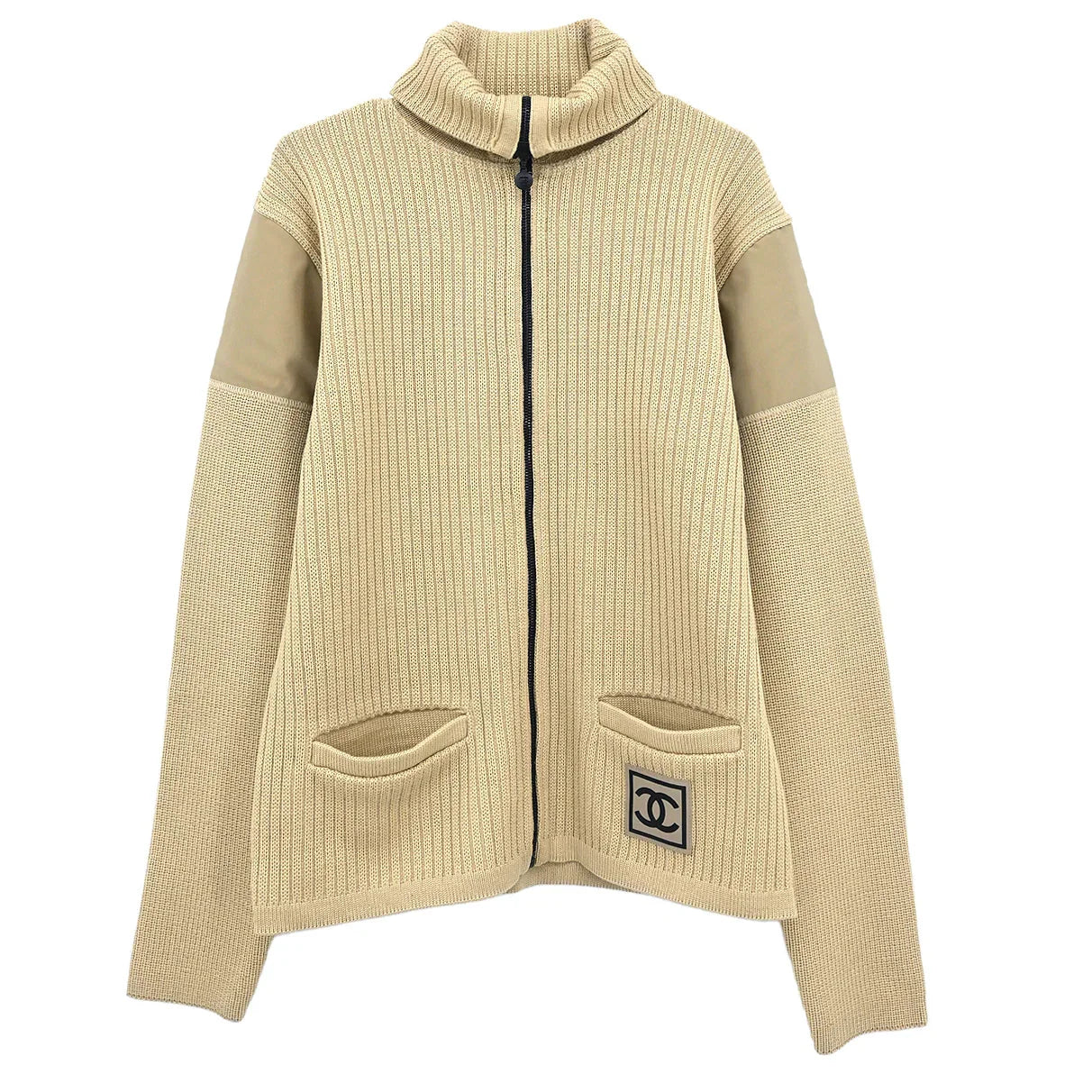 Chanel Sport Line Zip Up Jacket Beige 02A #42