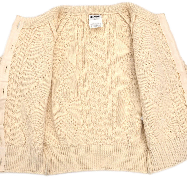 Chanel 1996 Cardigan Fisherman Sweater White #38
