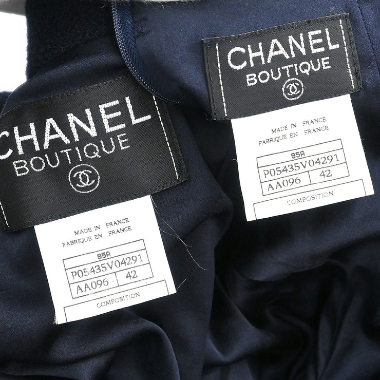 Chanel 1995 Setup Suit Jacket Skirt Navy #42