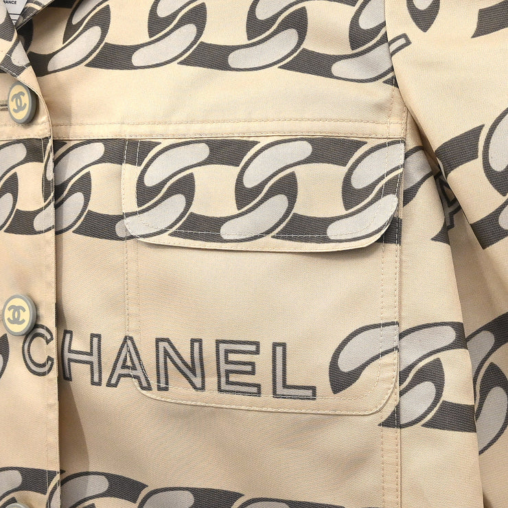 Chanel 2001 Single Breasted Jacket Beige #34