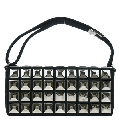 Chanel 2003-2004 Black Cotton Ice Cube Shoulder Bag