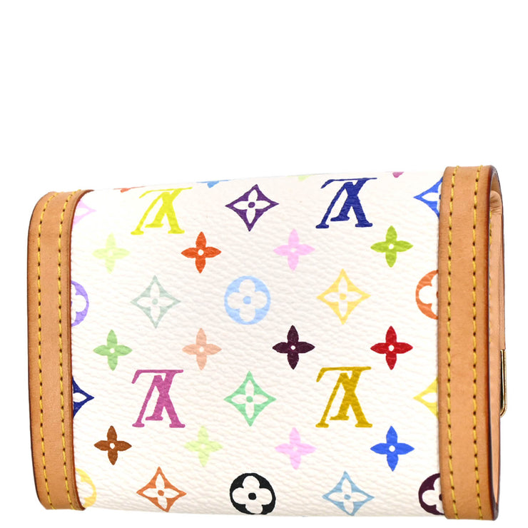 Louis Vuitton 2005 White Multicolor Porte Monnaie Plat Wallet M92657