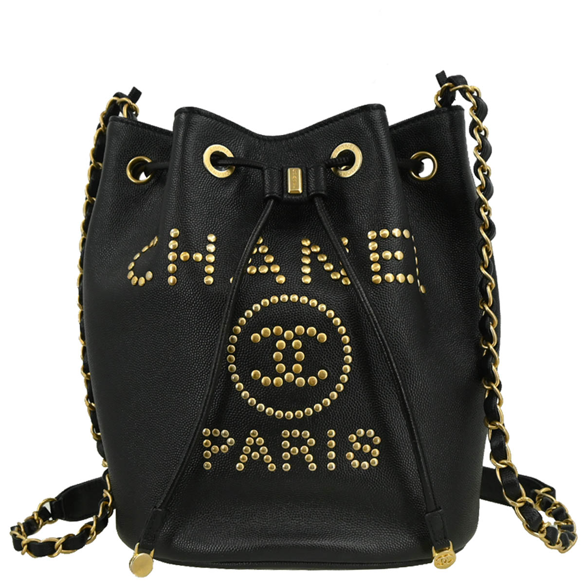 Chanel 2019 Black Caviar Deauville Bucket Bag