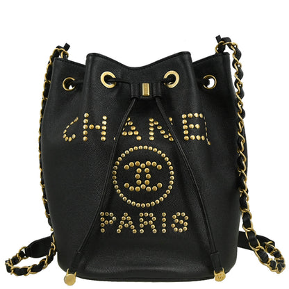 Chanel 2019 Black Caviar Deauville Bucket Bag