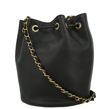 Chanel 2019 Black Caviar Deauville Bucket Bag