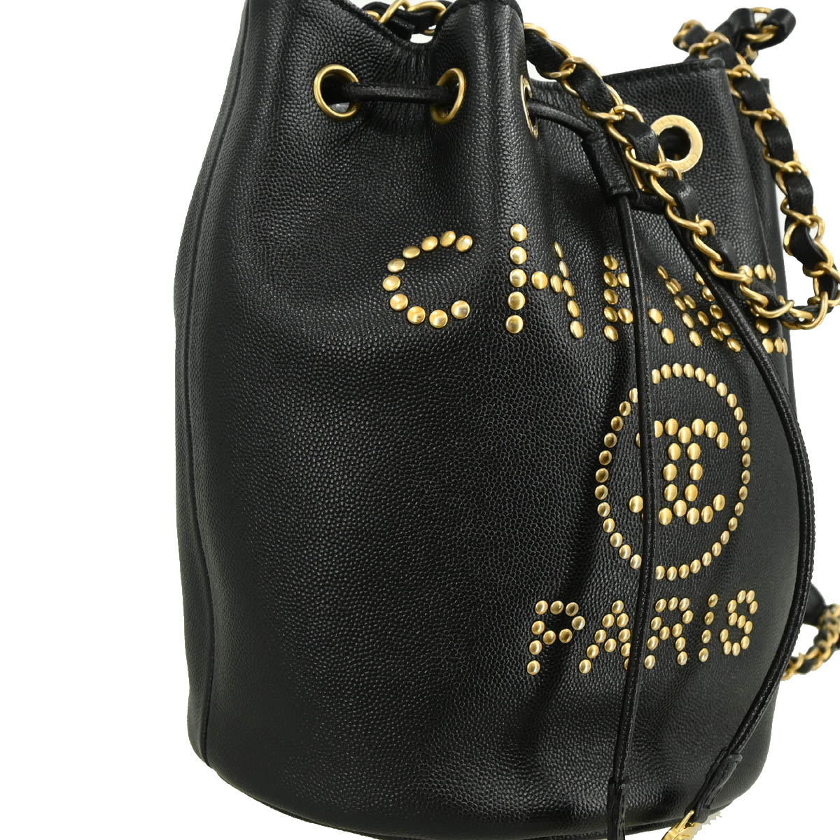 Chanel 2019 Black Caviar Deauville Bucket Bag