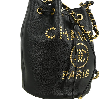 Chanel 2019 Black Caviar Deauville Bucket Bag