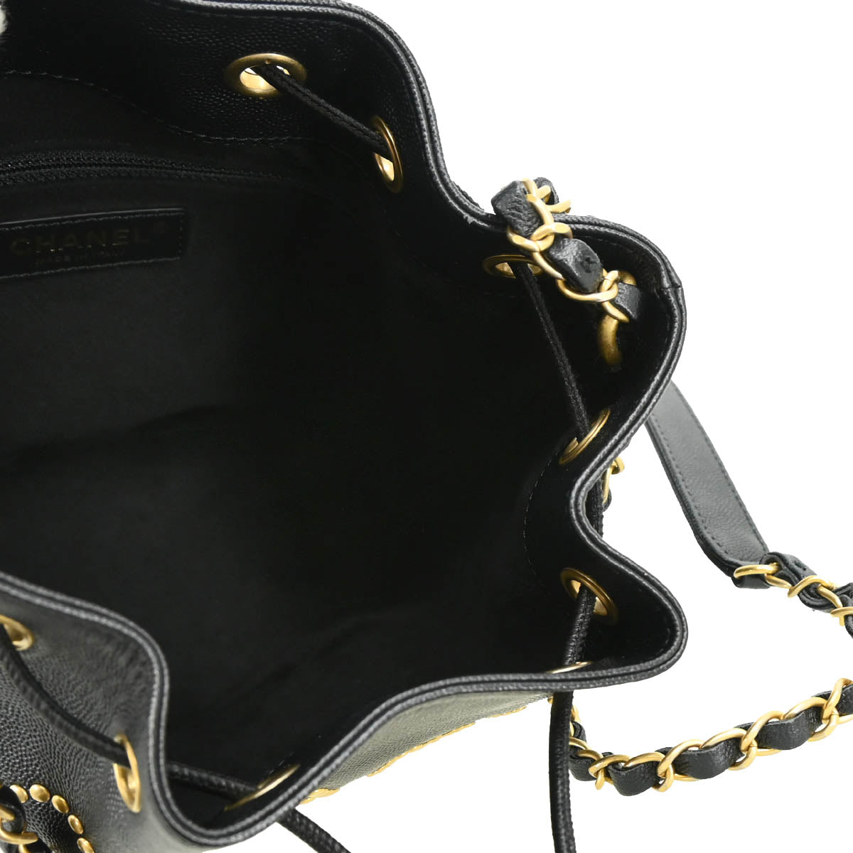 Chanel 2019 Black Caviar Deauville Bucket Bag