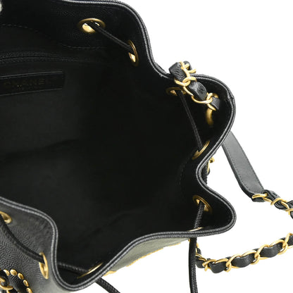 Chanel 2019 Black Caviar Deauville Bucket Bag