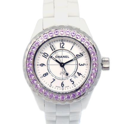 Chanel Ref.H2010 J12 33mm Quartz Watch Ceramic SS Diamond Pink Sapphire