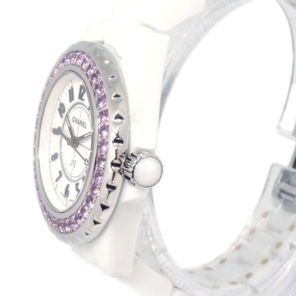 Chanel Ref.H2010 J12 33mm Quartz Watch Ceramic SS Diamond Pink Sapphire