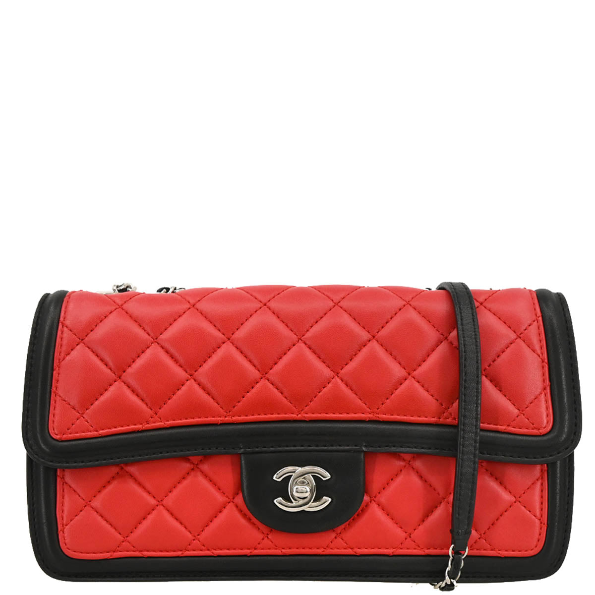 Chanel 2012-2013 Red Lambskin Single Flap Shoulder Bag