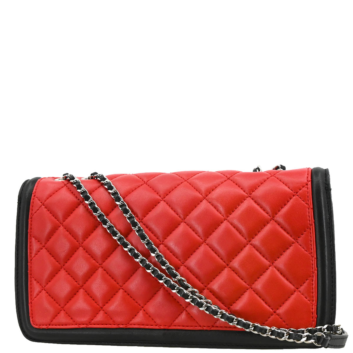 Chanel 2012-2013 Red Lambskin Single Flap Shoulder Bag
