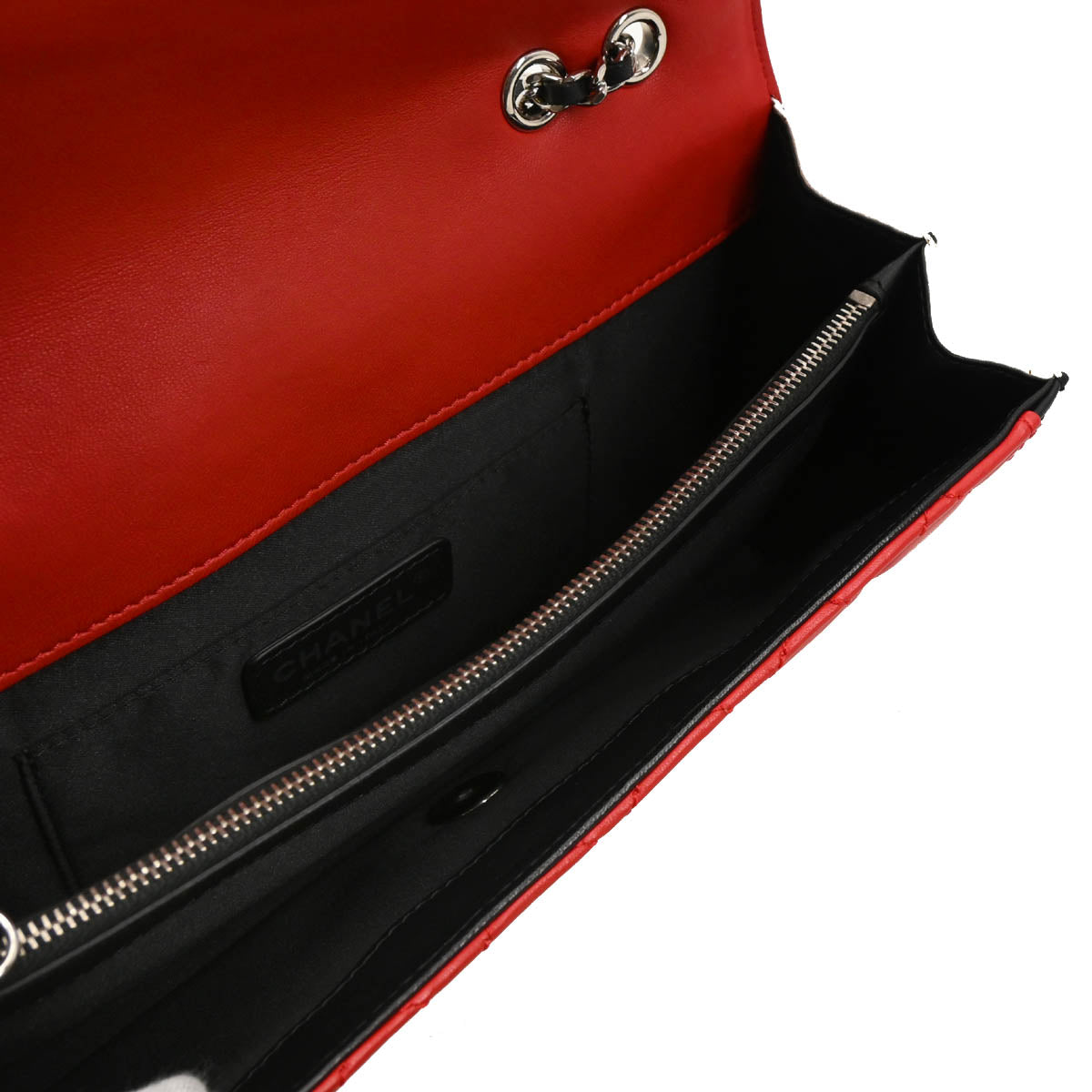 Chanel 2012-2013 Red Lambskin Single Flap Shoulder Bag