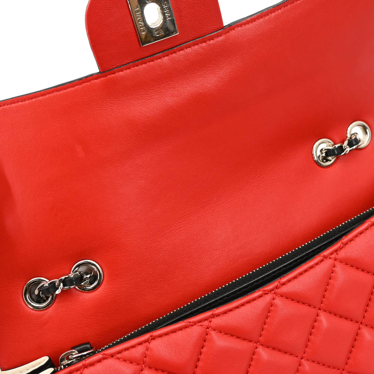 Chanel 2012-2013 Red Lambskin Single Flap Shoulder Bag