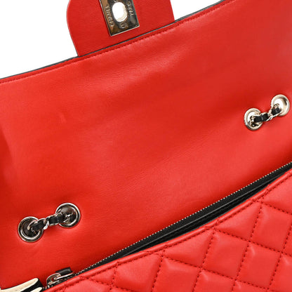 Chanel 2012-2013 Red Lambskin Single Flap Shoulder Bag