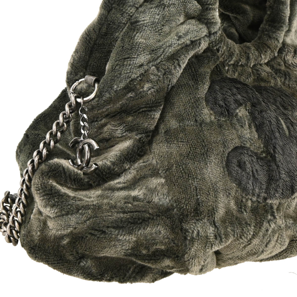 Chanel 2010-2011 Faux Fur Leather 2way Shoulder Tote Handbag