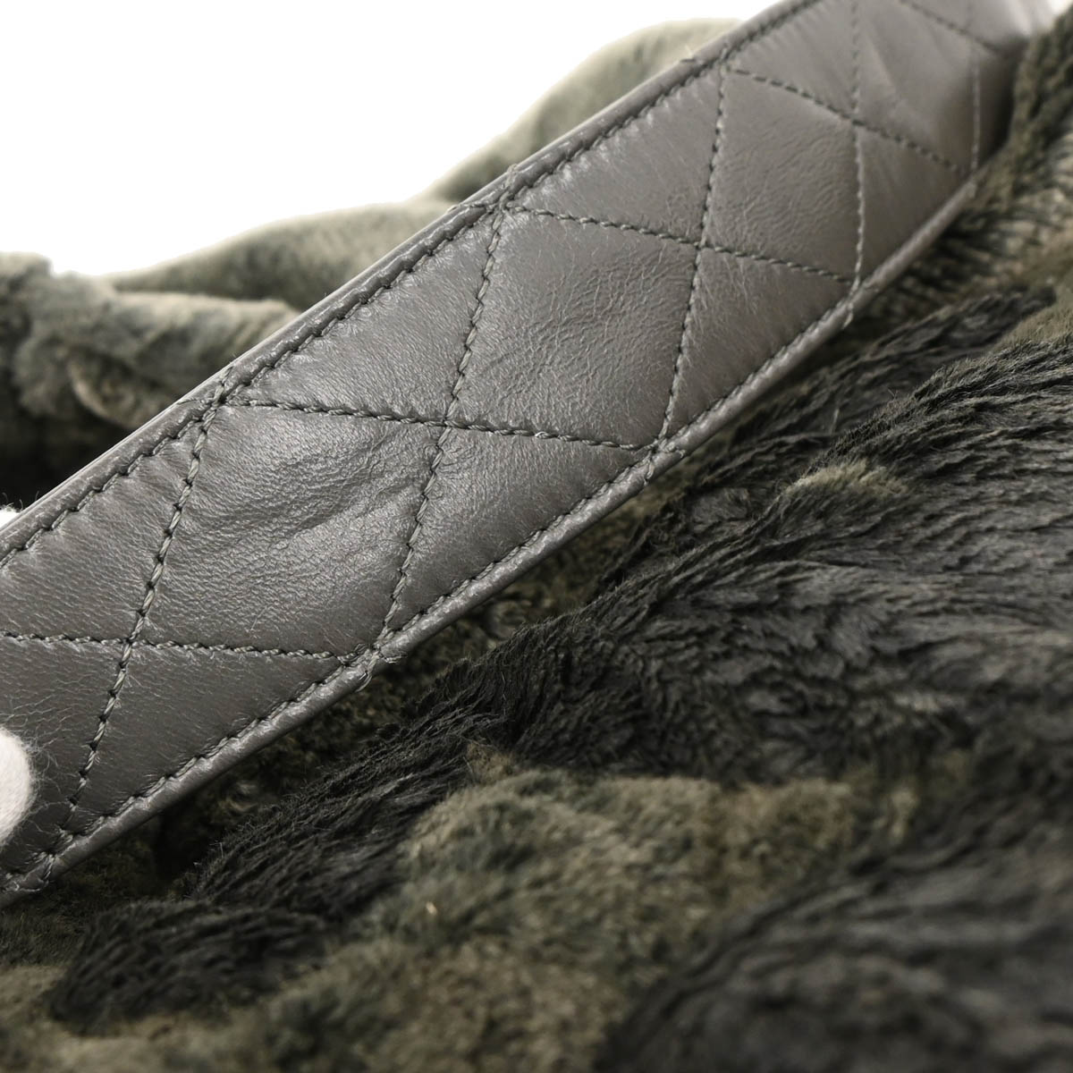 Chanel 2010-2011 Faux Fur Leather 2way Shoulder Tote Handbag