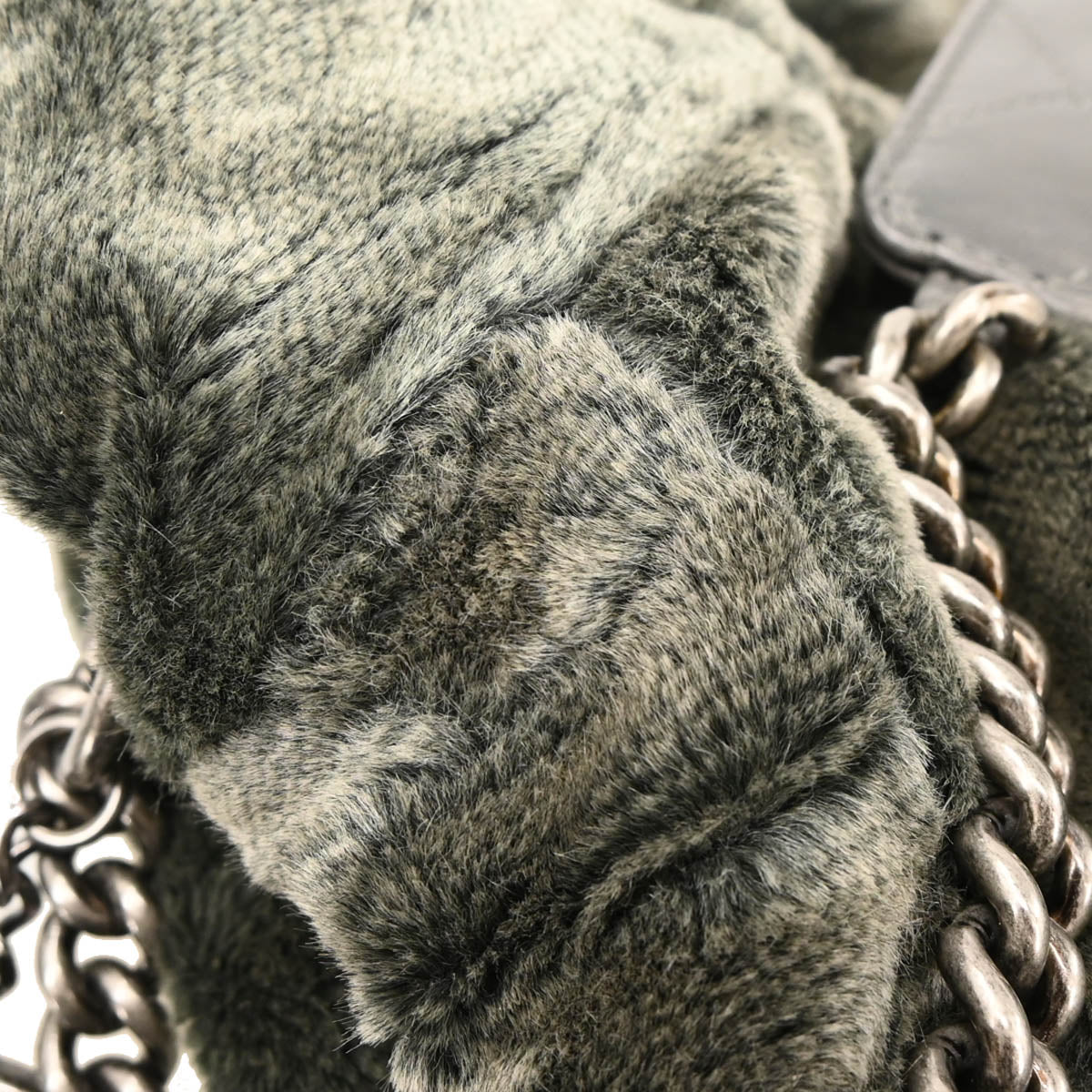 Chanel 2010-2011 Faux Fur Leather 2way Shoulder Tote Handbag