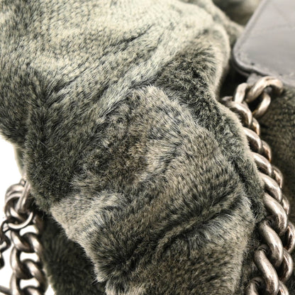 Chanel 2010-2011 Faux Fur Leather 2way Shoulder Tote Handbag