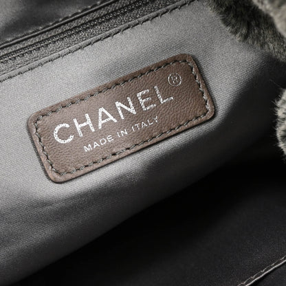 Chanel 2010-2011 Faux Fur Leather 2way Shoulder Tote Handbag