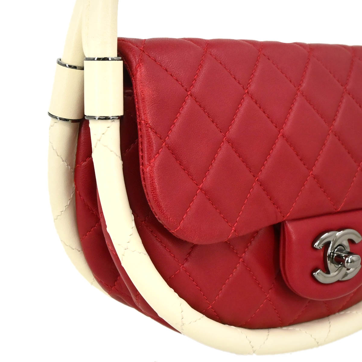 Chanel 2013-2014 Red Lambskin Small Hula Hoop Handbag