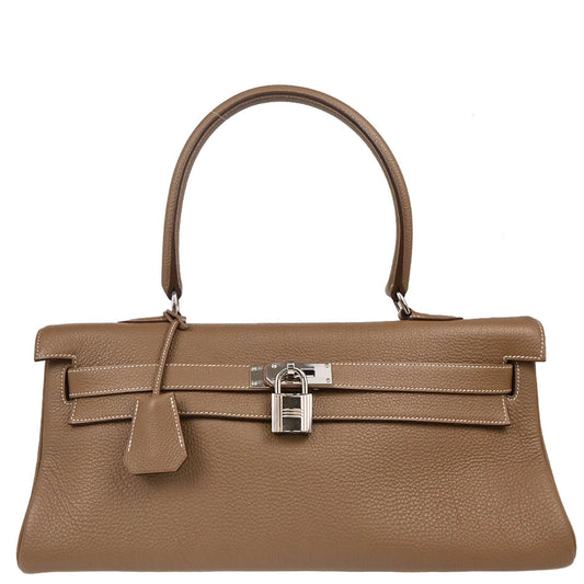 Hermes 2010 Etoupe Gray Togo Shoulder Kelly Handbag