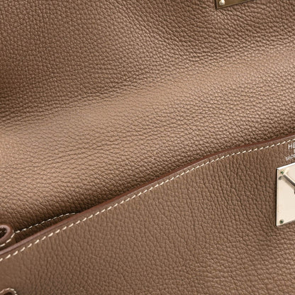 Hermes 2010 Etoupe Gray Togo Shoulder Kelly Handbag