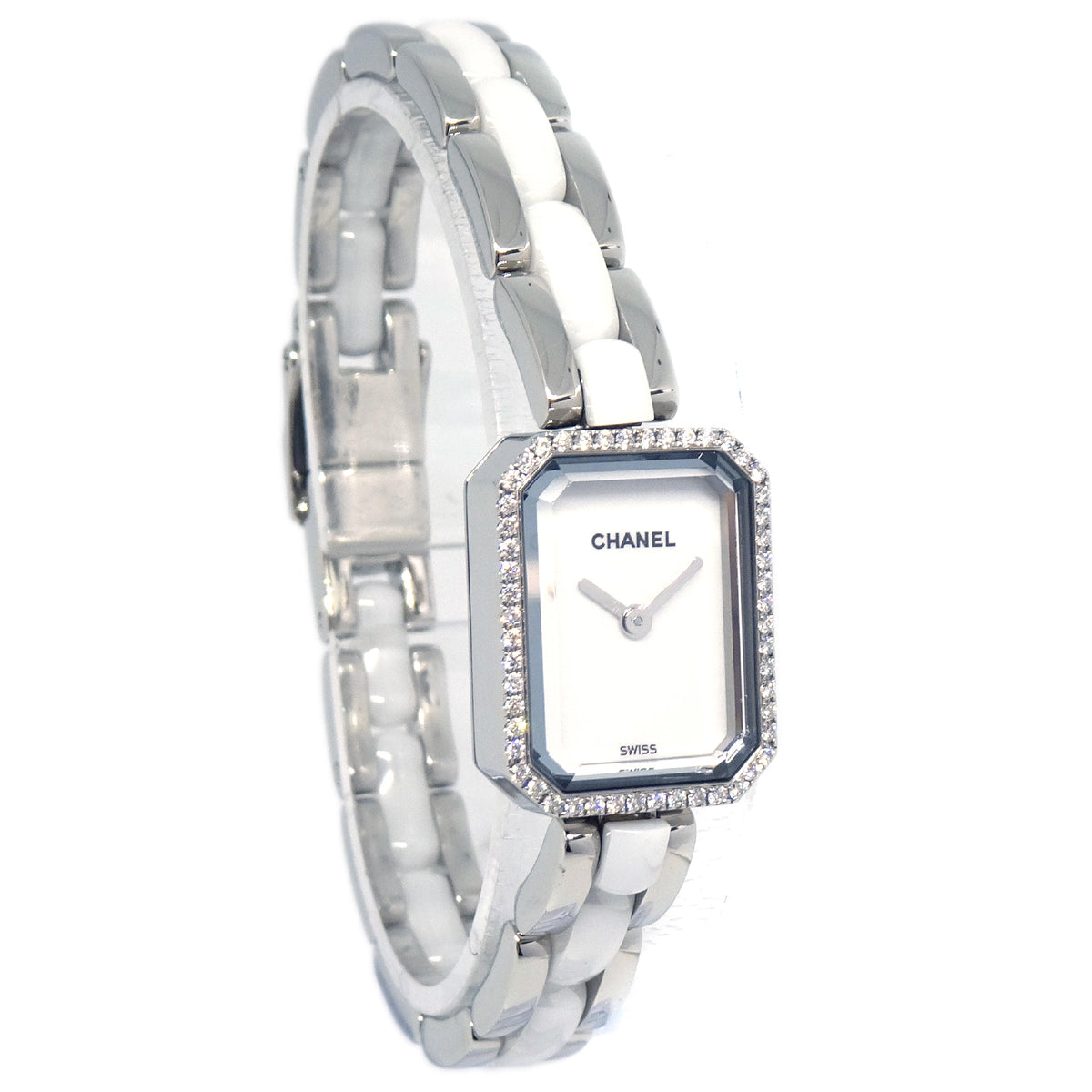 Chanel Premiere H2132 Quartz Watch Ceramic SS Diamond