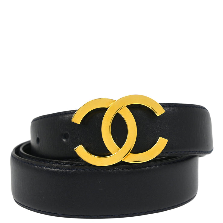 Chanel Navy Calfskin Belt #95/38 Small Good