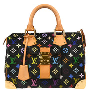 Louis Vuitton 2004 Black Monogram Multicolor Speedy 30 Handbag M92642