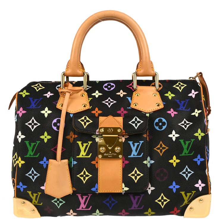 Louis Vuitton 2004 Black Monogram Multicolor Speedy 30 Handbag M92642