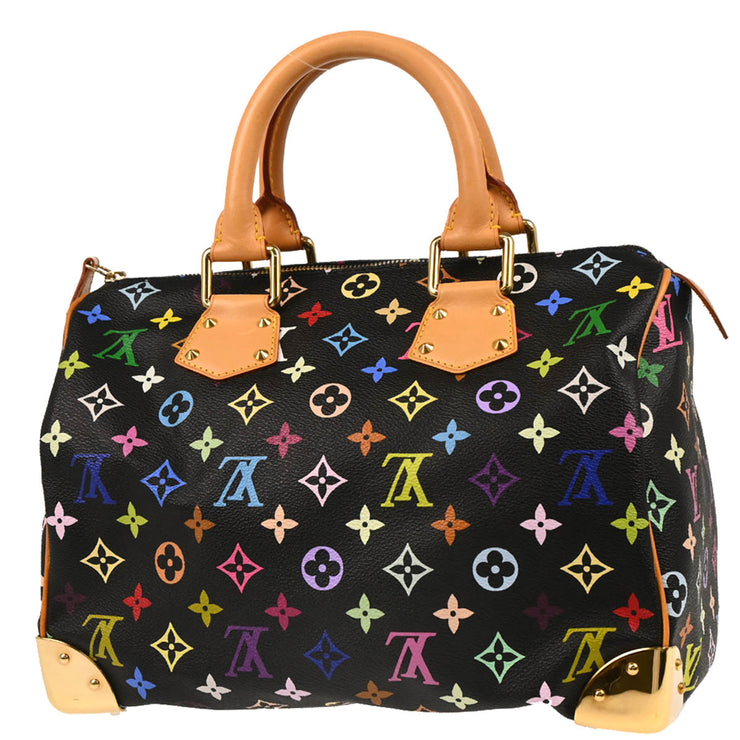 Louis Vuitton 2004 Black Monogram Multicolor Speedy 30 Handbag M92642