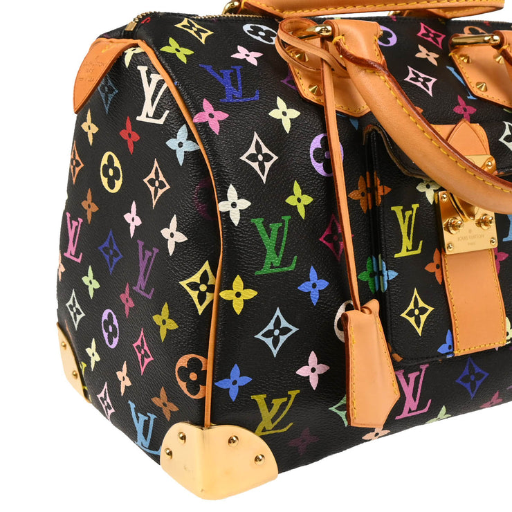 Louis Vuitton 2004 Black Monogram Multicolor Speedy 30 Handbag M92642