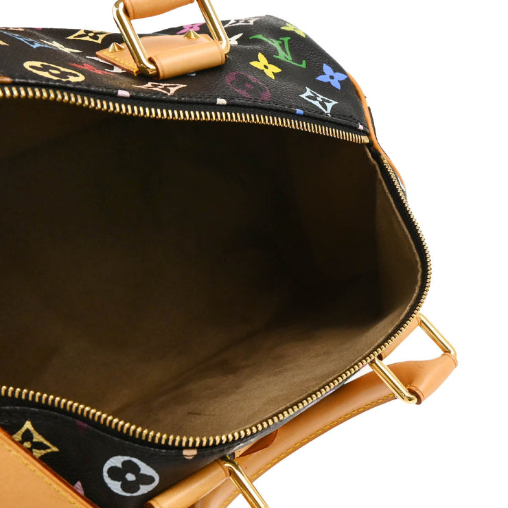 Louis Vuitton 2004 Black Monogram Multicolor Speedy 30 Handbag M92642