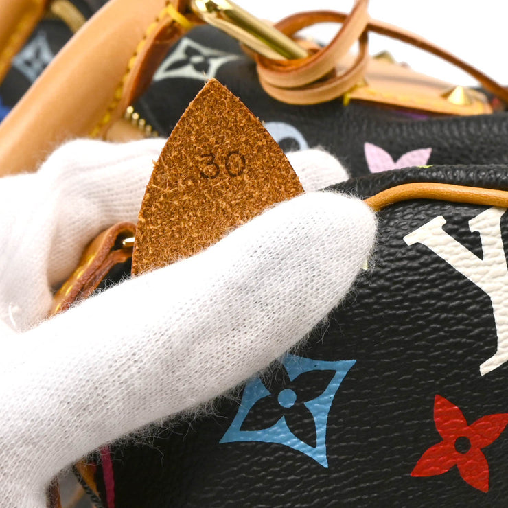 Louis Vuitton 2004 Black Monogram Multicolor Speedy 30 Handbag M92642