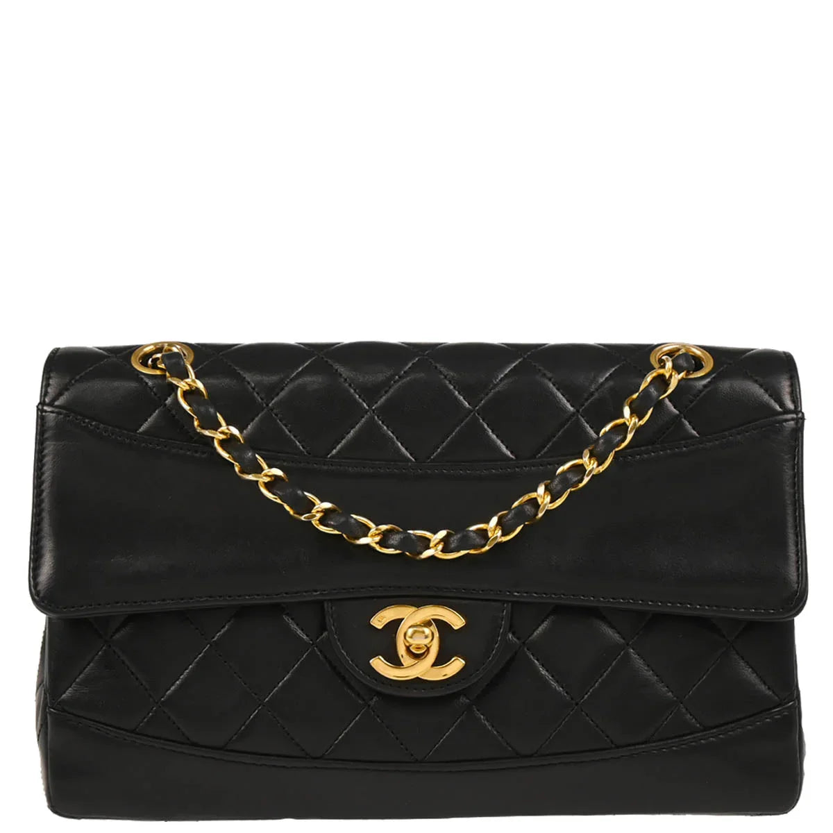 Chanel 1989-1991 Black Lambskin Shoulder Bag