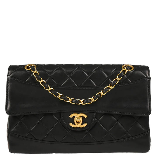 Chanel 1989-1991 Black Lambskin Shoulder Bag