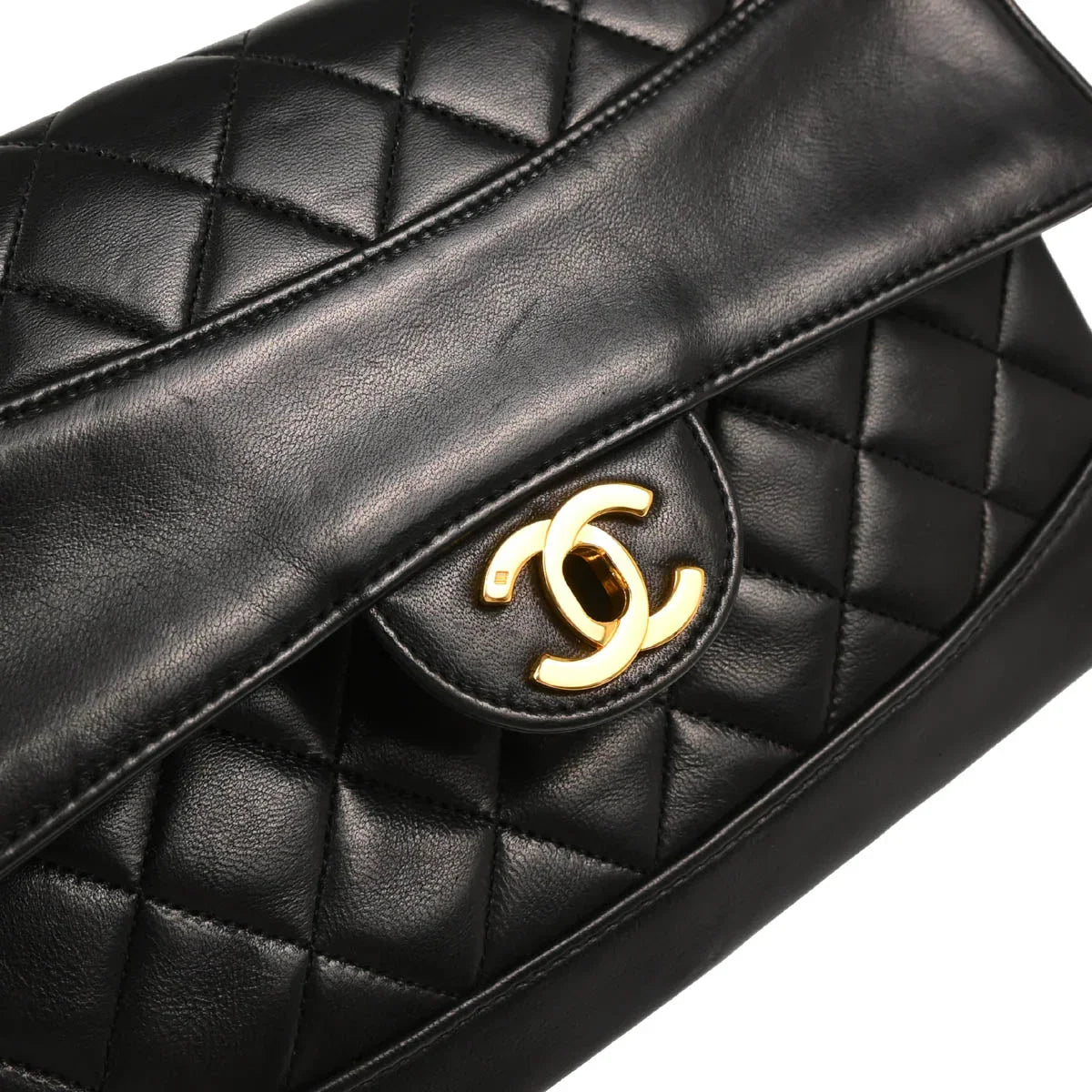 Chanel 1989-1991 Black Lambskin Shoulder Bag