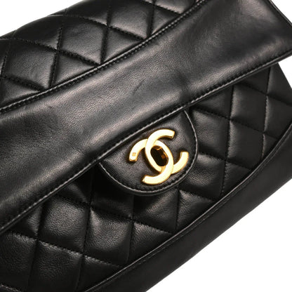 Chanel 1989-1991 Black Lambskin Shoulder Bag