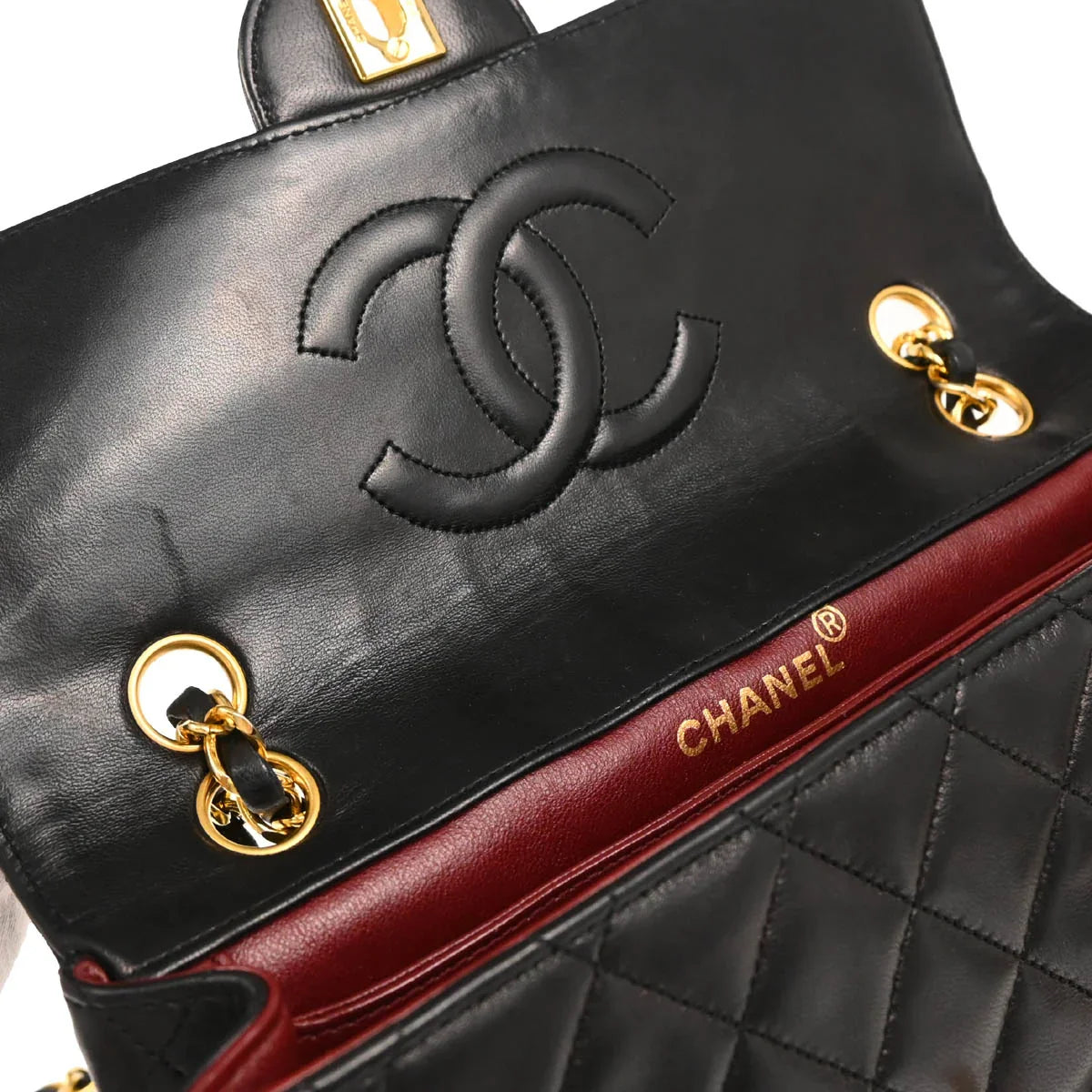 Chanel 1989-1991 Black Lambskin Shoulder Bag