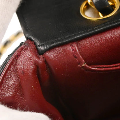 Chanel 1989-1991 Black Lambskin Shoulder Bag