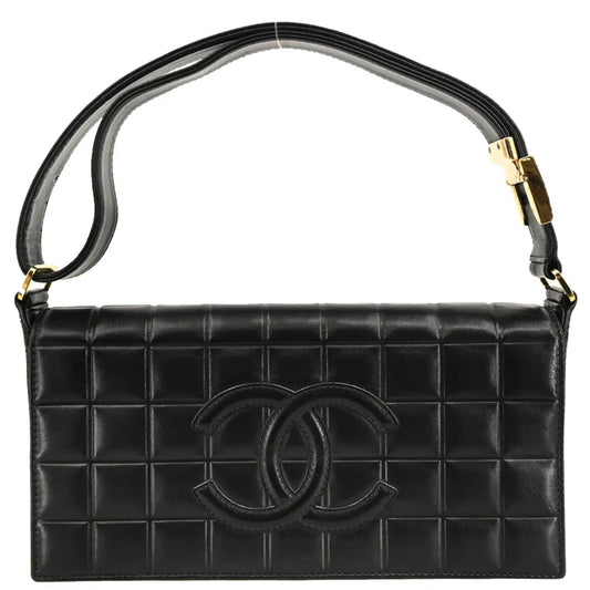 Chanel 2002-2003 Black Lambskin Choco Bar Handbag