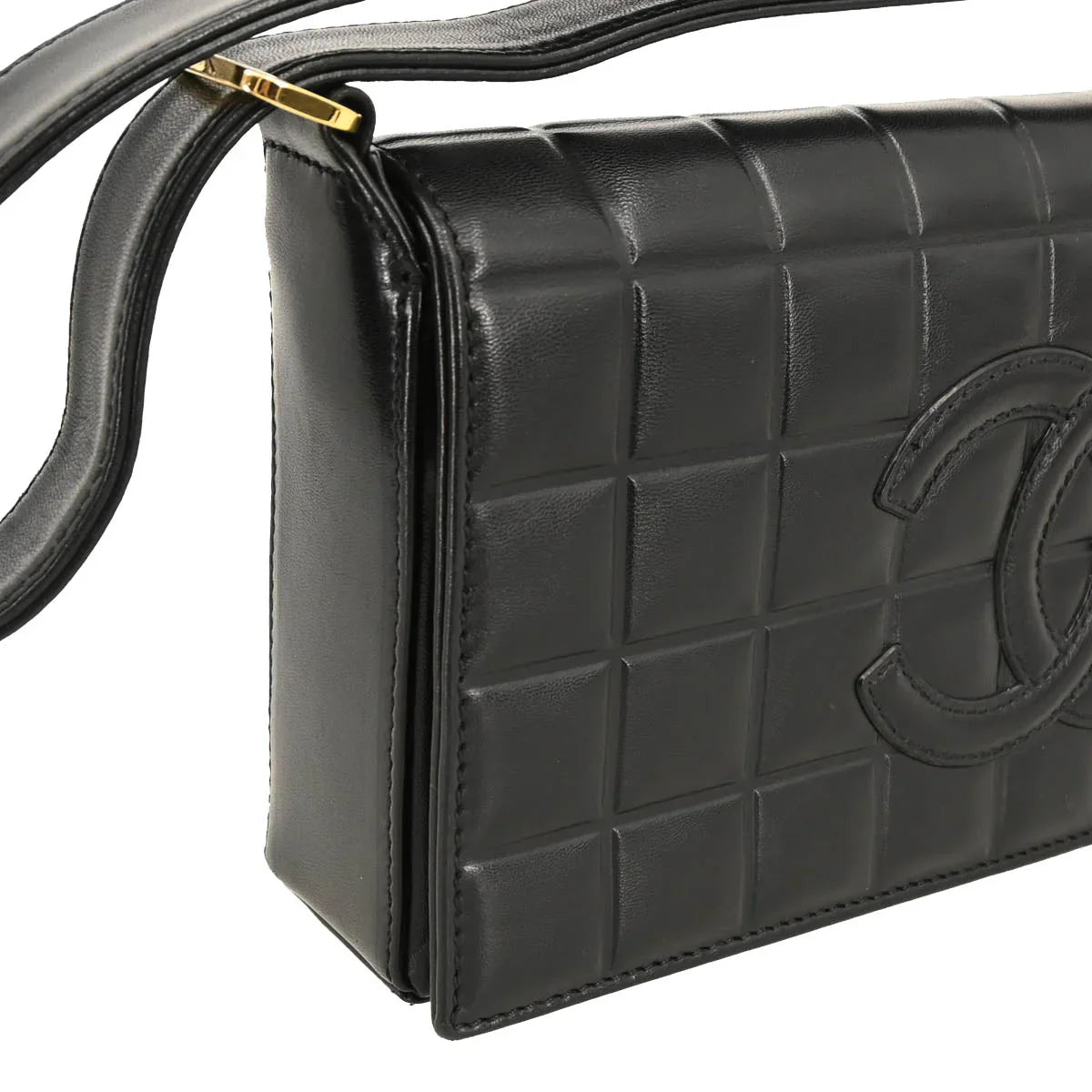 Chanel 2002-2003 Black Lambskin Choco Bar Handbag