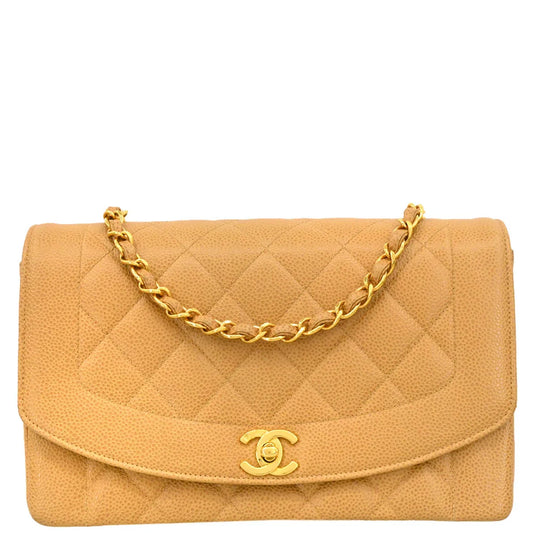 Chanel Beige Caviar Medium Diana Shoulder Bag