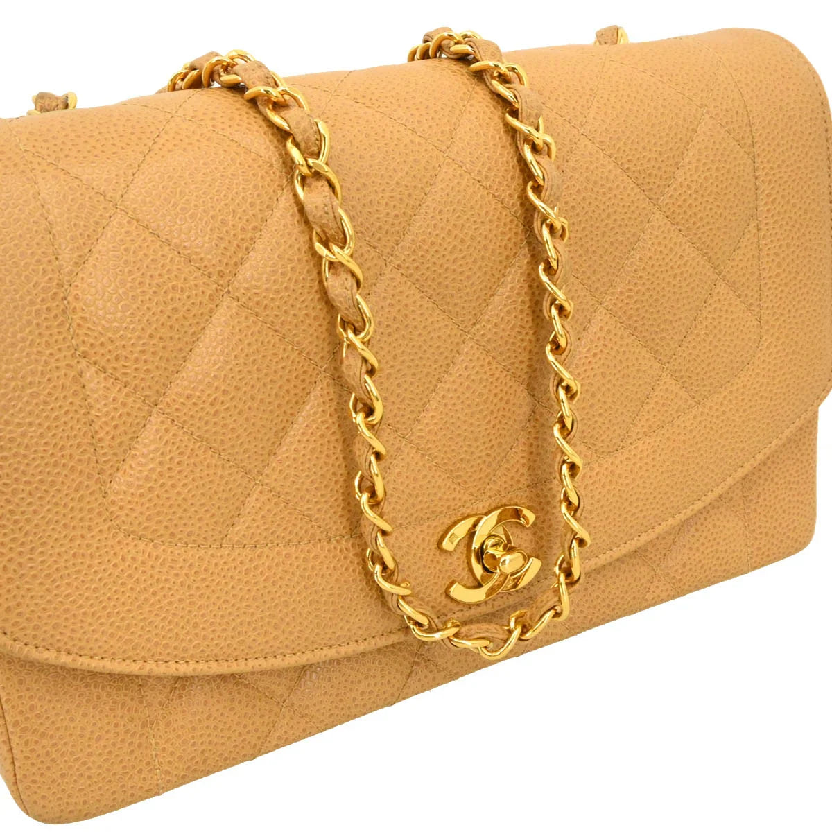 Chanel Beige Caviar Medium Diana Shoulder Bag